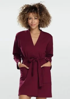 Polski Bordowy Szlafrok bawełniany POLA