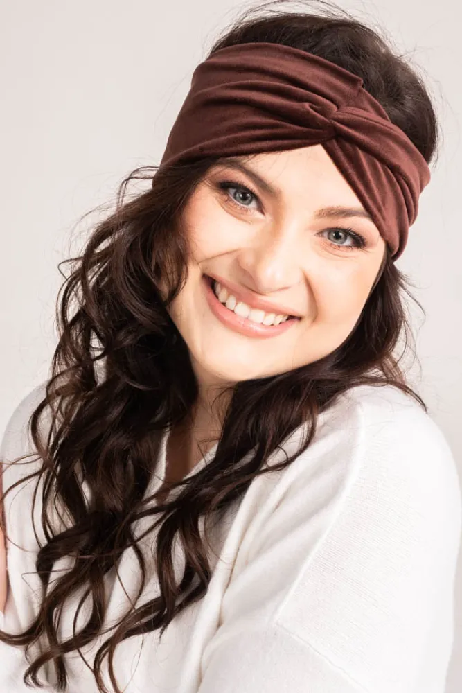 Brunatna Opaska welurowa CADIO