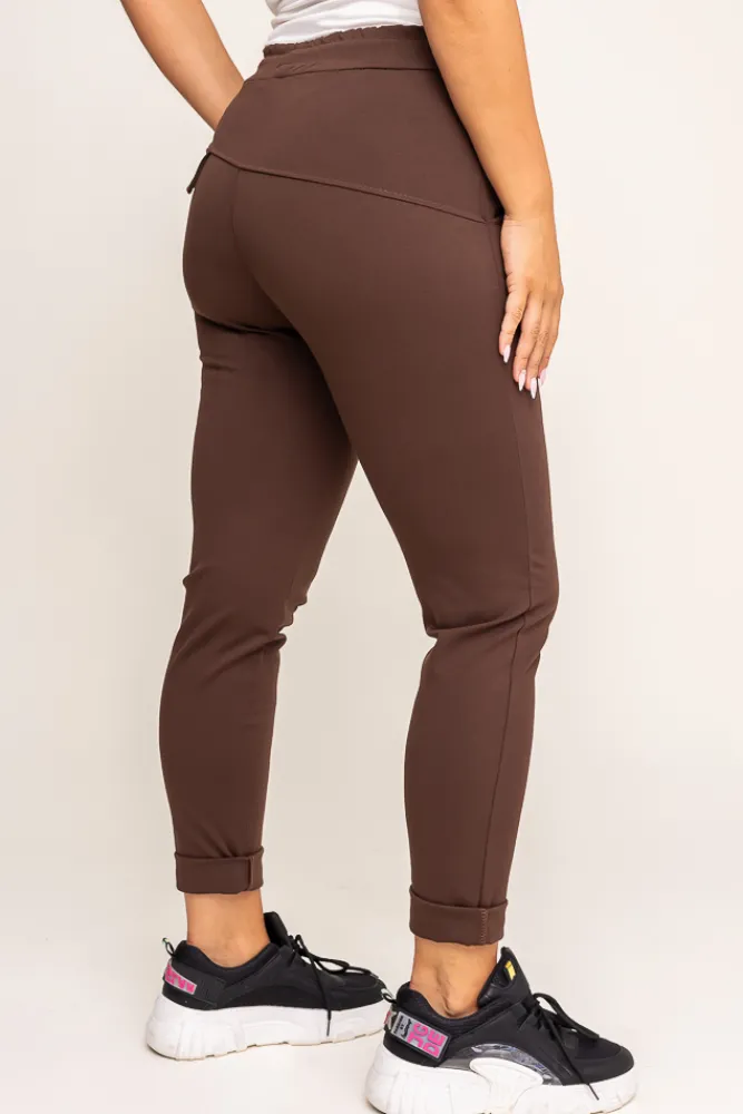 Damskie Włoski Brunatne Spodnie COMEYO