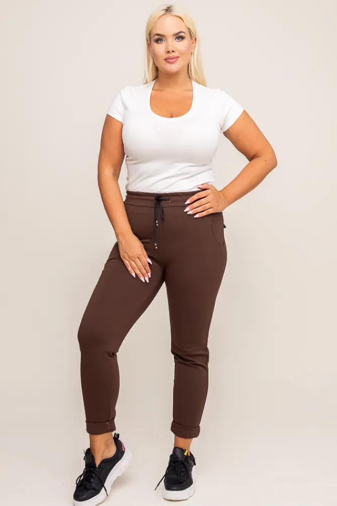 Damskie Włoski Brunatne Spodnie COMEYO