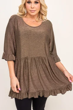 Damskie Polski Brązowa Bluzka brokatowa MISTI