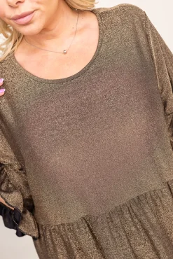 Damskie Polski Brązowa Bluzka brokatowa MISTI