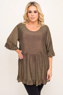 Damskie Polski Brązowa Bluzka brokatowa MISTI