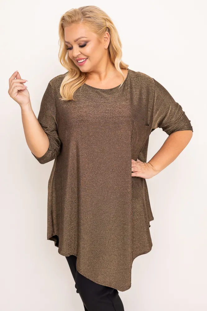 Damskie Polski Brązowa Bluzka błyszcząca GENTI
