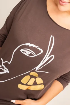 Damskie Włoski Brązowa Bluzka REVUMI Wzór 1