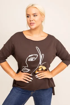 Damskie Włoski Brązowa Bluzka REVUMI Wzór 1