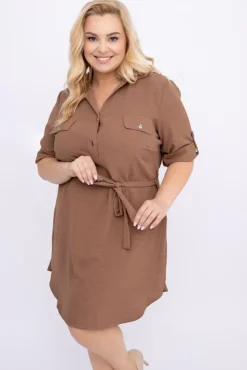 Polski Brązowa Sukienka IMALI