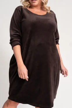 Polski Brązowa Sukienka welurowa DEMY