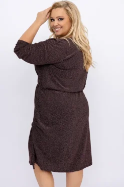 Polski Brązowa Sukienka z marszczeniem NEW YEAR