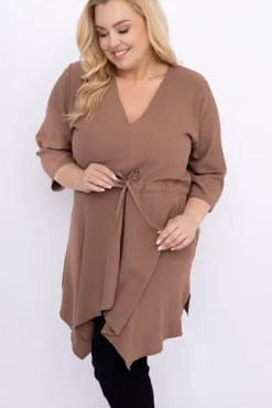 Damskie Polski Brązowa Tunika asymetryczna CLARIN
