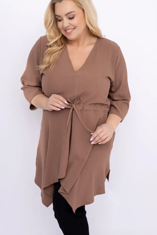 Damskie Polski Brązowa Tunika asymetryczna CLARIN