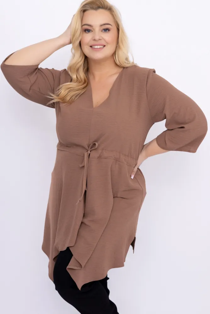 Damskie Polski Brązowa Tunika asymetryczna CLARIN