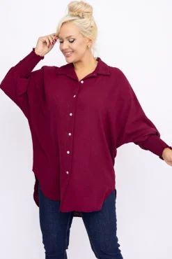 Damskie Włoski Burgundowa Koszula BELUNTI