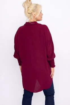 Damskie Włoski Burgundowa Koszula BELUNTI