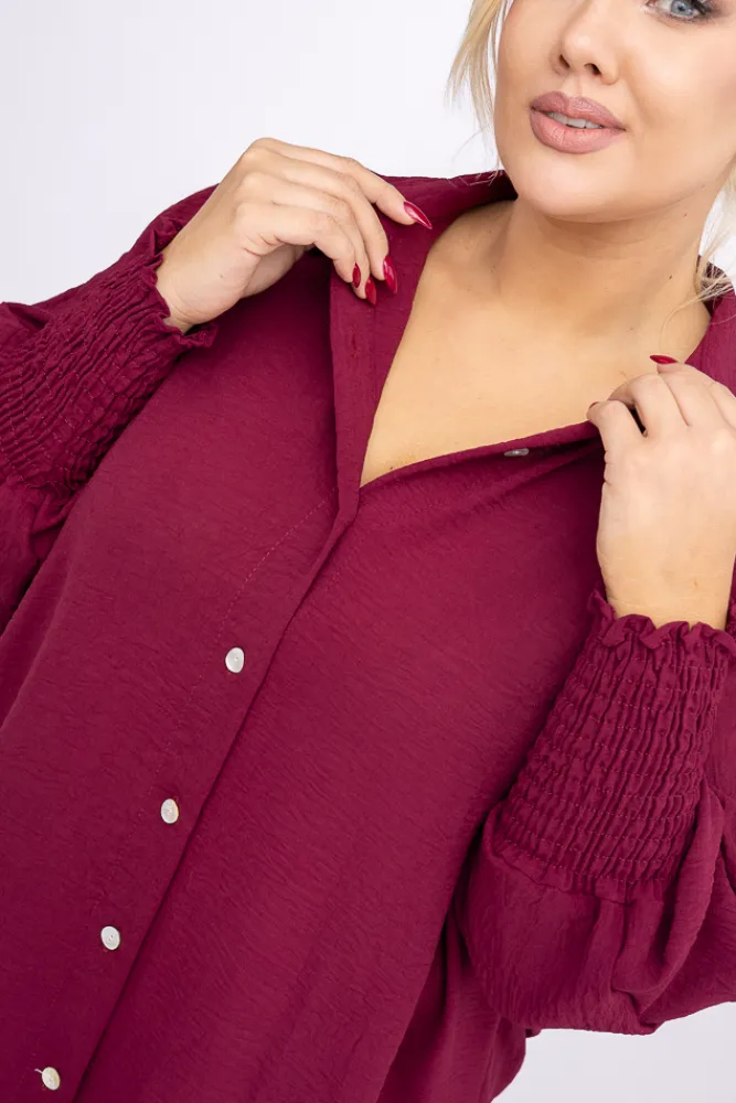 Damskie Włoski Burgundowa Koszula BELUNTI