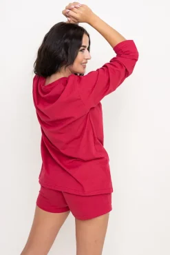 Polski Burgundowa Piżama z szortami LEKREZI