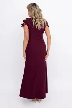 Polski Burgundowa Sukienka z łańcuszkiem SARIA