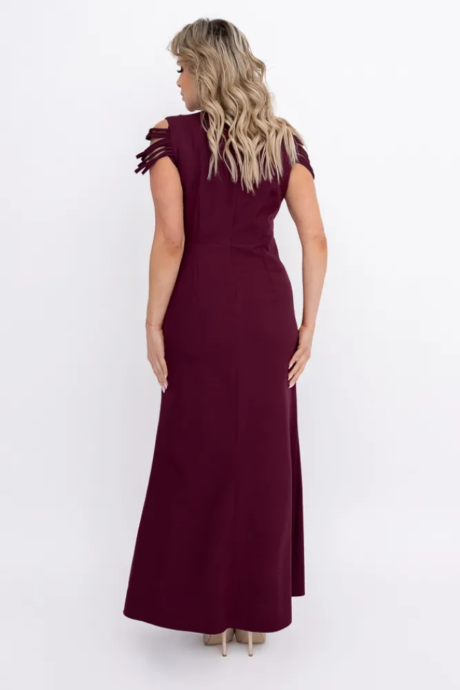 Polski Burgundowa Sukienka z łańcuszkiem SARIA