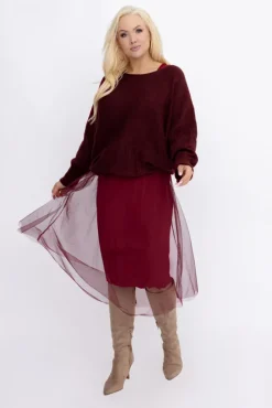 Damskie Włoski Burgundowy Komplet ze sweterkiem AMELIE