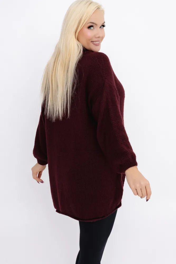 Damskie Włoski Burgundowy Sweter z golfem DELIO