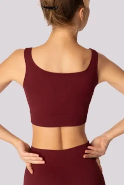 Damskie Polski Burgundowy Top prążkowany RIBBED
