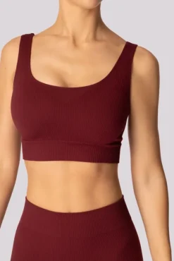 Damskie Polski Burgundowy Top prążkowany RIBBED