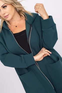 Damskie Włoski Butelkowozielona Bluza ocieplana VERMEN