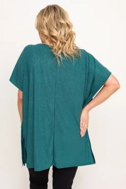 Damskie Polski Butelkowozielona Bluzka brokatowa MALPEZA