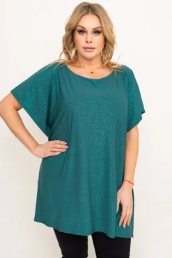 Damskie Polski Butelkowozielona Bluzka brokatowa MALPEZA