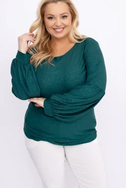 Damskie Polski Butelkowozielona Bluzka brokatowa WINERSI