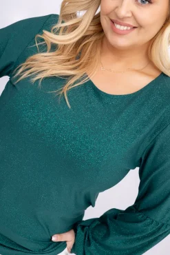 Damskie Polski Butelkowozielona Bluzka brokatowa WINERSI