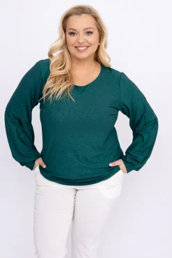 Damskie Polski Butelkowozielona Bluzka brokatowa WINERSI