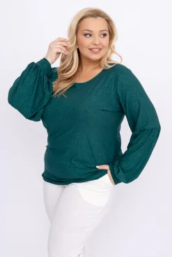 Damskie Polski Butelkowozielona Bluzka brokatowa WINERSI