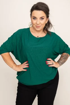 Damskie Polski Butelkowozielona Bluzka Brokatowa DEQUZI