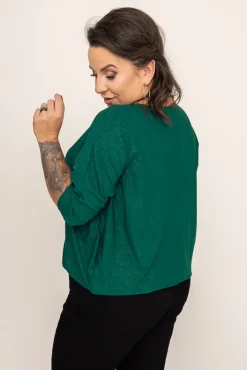 Damskie Polski Butelkowozielona Bluzka Brokatowa DEQUZI