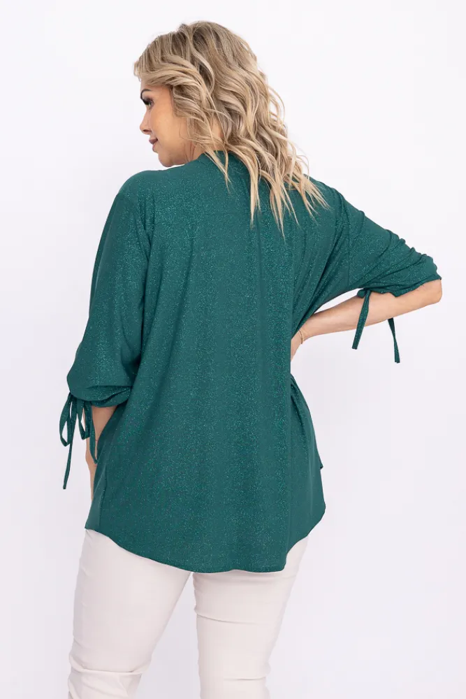 Damskie Polski Butelkowozielona Bluzka brokatowa GELVI
