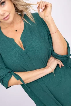 Damskie Polski Butelkowozielona Bluzka brokatowa GELVI