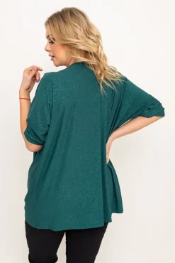Damskie Polski Butelkowozielona Bluzka brokatowa SANOMI
