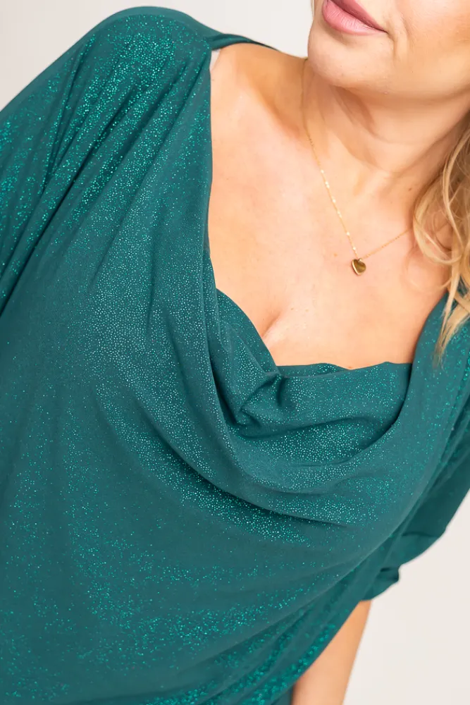 Damskie Polski Butelkowozielona Bluzka brokatowa SANOMI