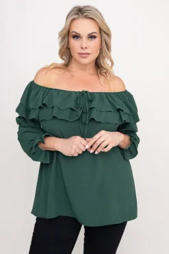 Damskie Włoski Butelkowozielona Bluzka hiszpanka LORENZ