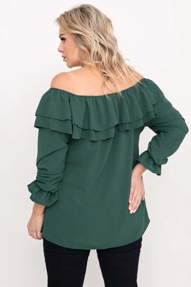 Damskie Włoski Butelkowozielona Bluzka hiszpanka LORENZ