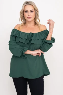 Damskie Włoski Butelkowozielona Bluzka hiszpanka LORENZ