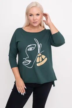 Damskie Włoski Butelkowozielona Bluzka REVUMI Wzór 1