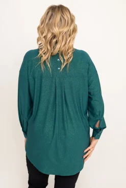 Damskie Polski Butelkowozielona Koszula brokatowa oversize DESINO