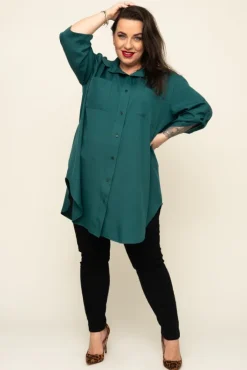 Damskie Włoski Butelkowozielona Koszula SIRIN