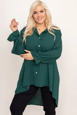 Damskie Włoski Butelkowozielona Koszula TOURI