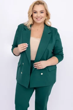 Damskie Polski Butelkowozielona Marynarka dwurzędowa MEYVI