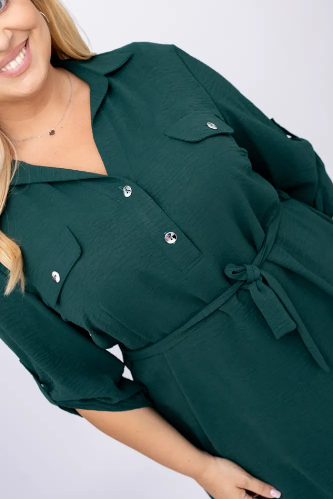 Polski Butelkowozielona Sukienka IMALI