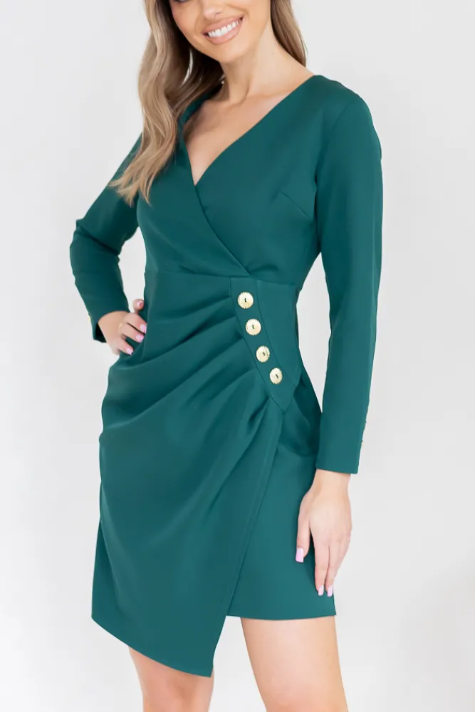 Polski Butelkowozielona Sukienka KLARIN