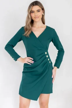 Polski Butelkowozielona Sukienka KLARIN